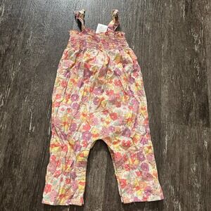Disney Baby Winnie the Pooh Floral Romper Jumpsuit 12M Smocked‎ Bodice Outfit